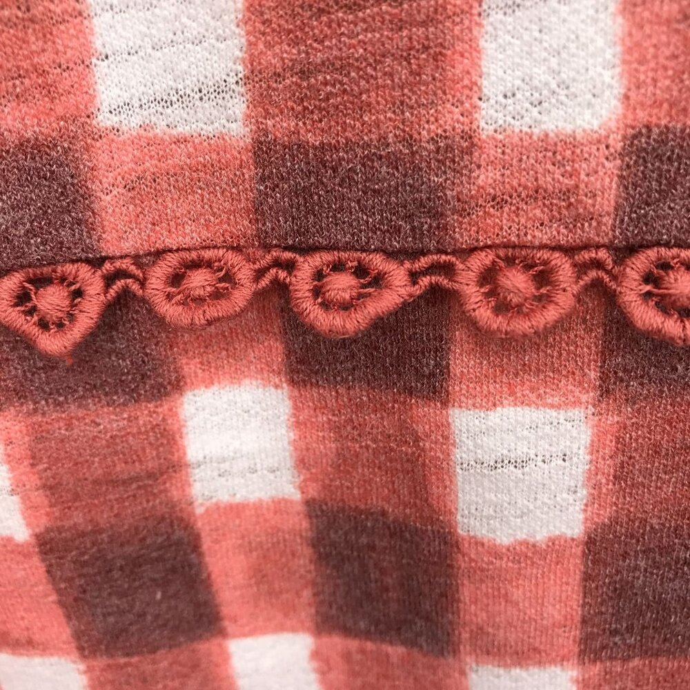 Lauren Conrad Womens Burnt Orange Checkered Sleeveless High Low Hem Tunic Size L - Picture 3 of 8